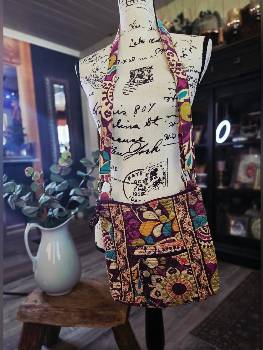 Vera Bradley Plum Crazy Quilted Hipster Crossbody